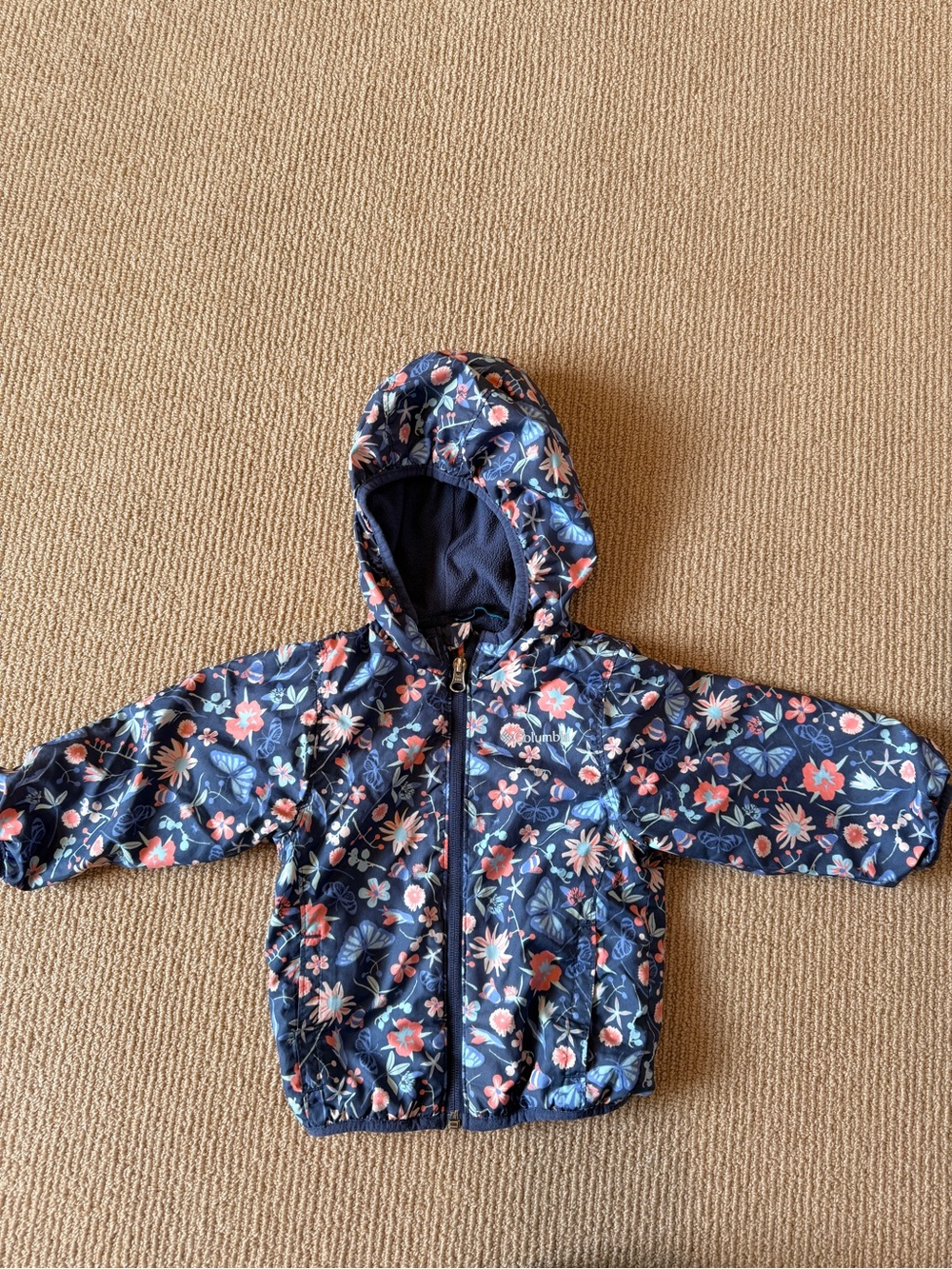 Columbia Navy Floral Hooded Toddler Jacket
